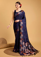 Navy Blue Saree Looking Nice